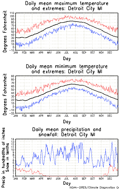 Detroit City, Michigan Annual Temperature Graph